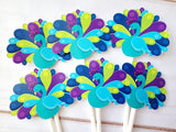 Peacock Cupcake Toppers, Peacock Baby Shower, Peacock Birthday, Peacock Cupcake Picks, Peacock Cake Toppers