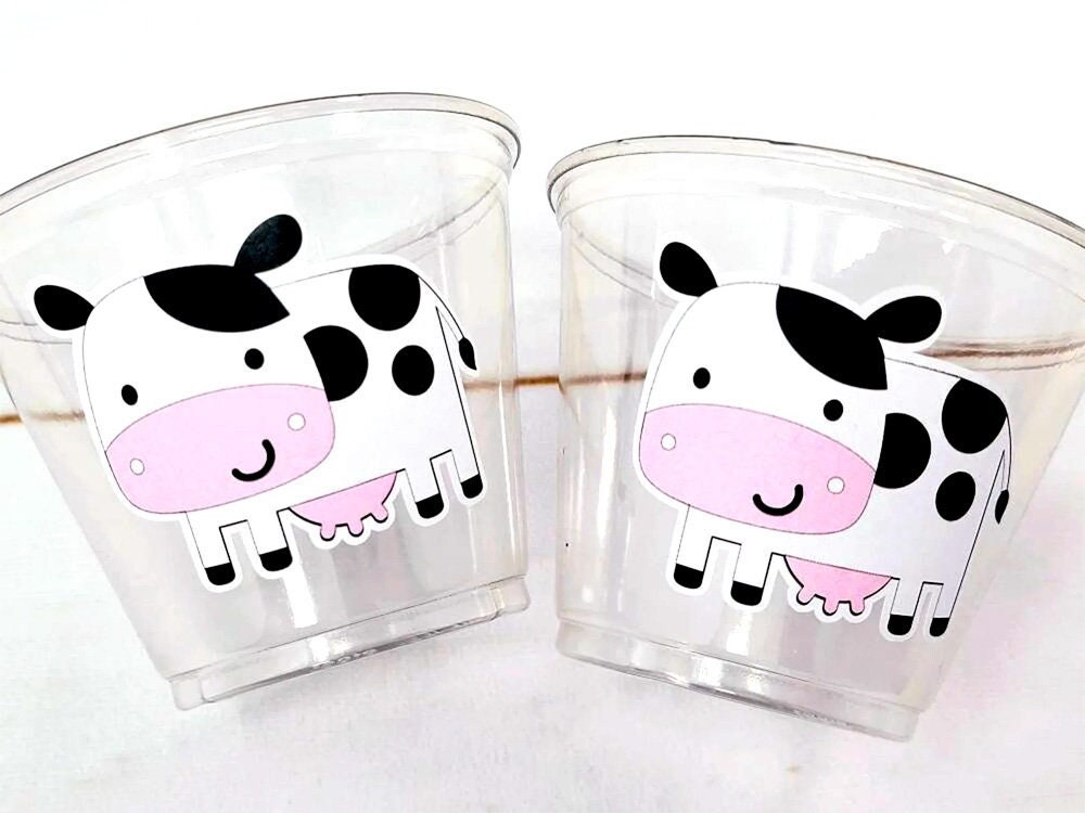 COW PARTY CUPS - Cow Cups Cow Birthday Cups Farm Animal Cups Cow Party Favors Farm Cow Baby Shower Cow First Birthday Cow Party Decorations