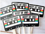 Cassette Tape Cupcake Toppers 40th Party Cupcake Toppers Best of 1983 40th Birthday Party 40th Birthday Cake Toppers 40th Party Decorations