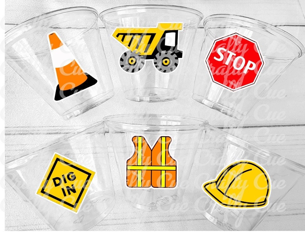 CONSTRUCTION PARTY CUPS - Construction Truck Cups Construction Birthday Construction Party Construction Sign Decorations Cups Dump Truck