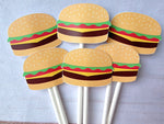 Hamburger Cupcake Toppers, Barbecue Cupcake, Fast Food Cupcake Toppers, Cook Out Cupcake Toppers, cheeseburger cupcake toppers (7917123P)