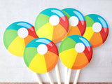 Beach Ball Cupcake Toppers - Beach Cupcake Toppers - Beach Party Cupcake Toppers