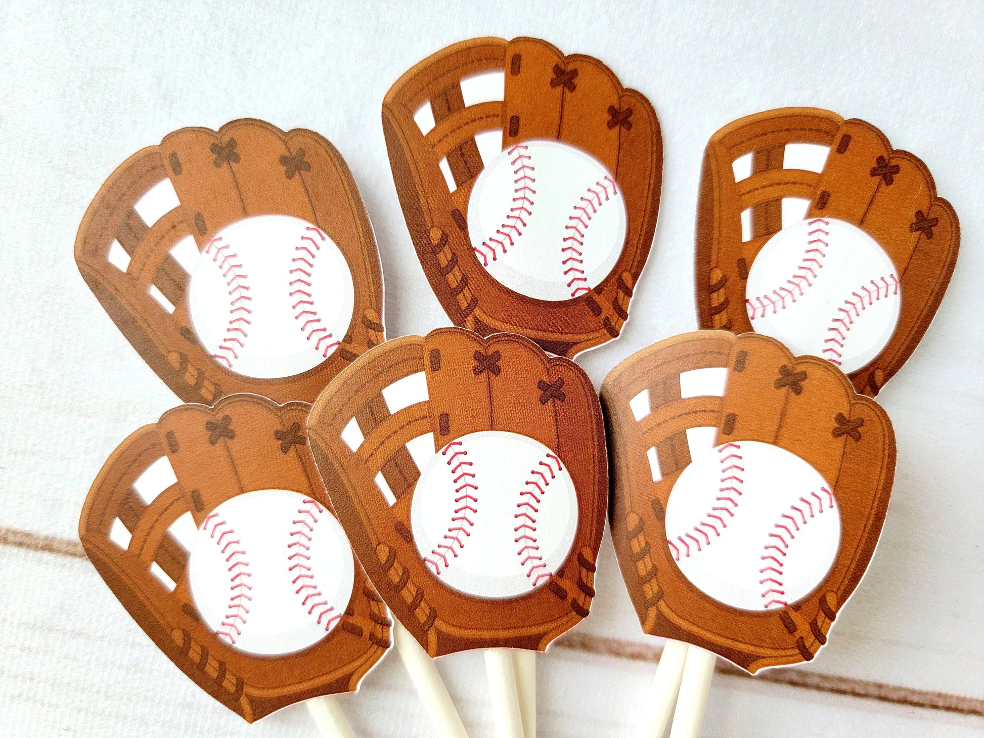 Baseball Cupcake Toppers, Baseball Glove Cupcake Toppers, Baseball Mitt Cupcake Toppers
