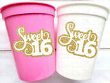 SWEET 16 PARTY Cups - Reuseable Sweet Sixteen Party Cups Sweet 16 Party Cups Sweet 16 Party Favors Sweet 16 Party Favors 16th Birthday Party
