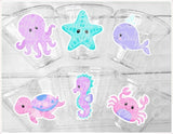 UNDER THE SEA Party Cups - Pink Under the Sea Birthday Under the Sea Party Crab Cups Octopus Cups Whale Cups, Ocean Birthday Ocean Party Sea