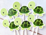 Land Turtle Cupcake Toppers - Turtle Birthday - Turtle Baby Shower - Turtle Party - Turtle Birthday Party