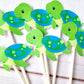 Turtle Cupcake Toppers - Turtle Birthday - Turtle Baby Shower - Under The Sea Cupcake Toppers - Blue and Green Turtle (528171019A)