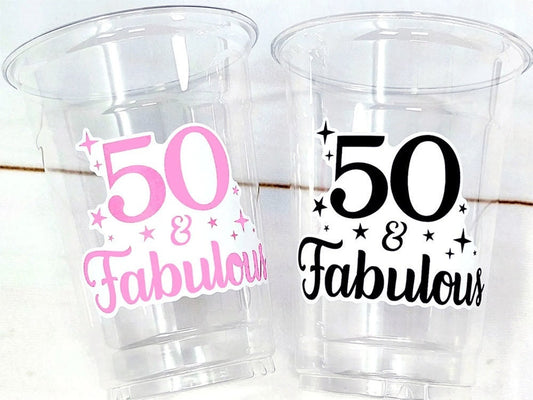 50th PARTY CUPS - 50 and Fabulous 50th Birthday Party 50th Birthday Favors 50th Party Cups 50th Party Decorations 1973 Birthday Party Cups