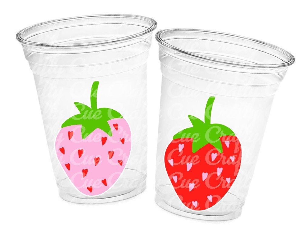 STRAWBERRY PARTY CUPS - Strawberry Birthday Cups Strawberry Cups First Birthday Strawberry Party Decorations Strawberry Baby Shower Cups