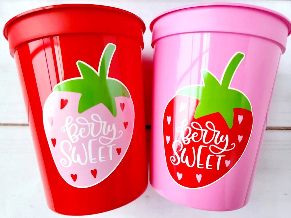 STRAWBERRY PARTY CUPS -Strawberry Birthday Cups Strawberry Cups First Birthday Strawberry Party Decoration Strawberry Berry Sweet Cups Fruit
