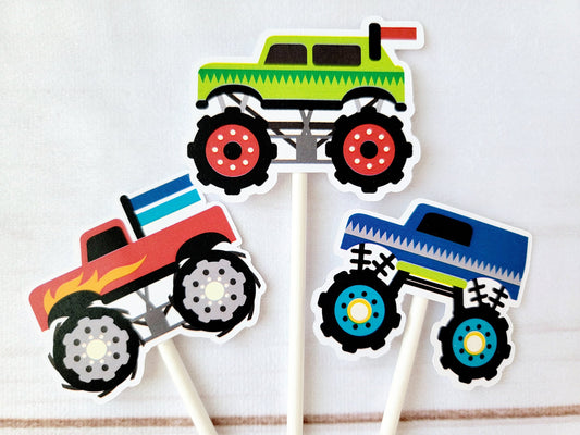 Monster Truck Cupcake Toppers Monster Truck Party Decorations Monster Truck Cake Toppers Monster Truck Birthday Supplies Monster Truck Party