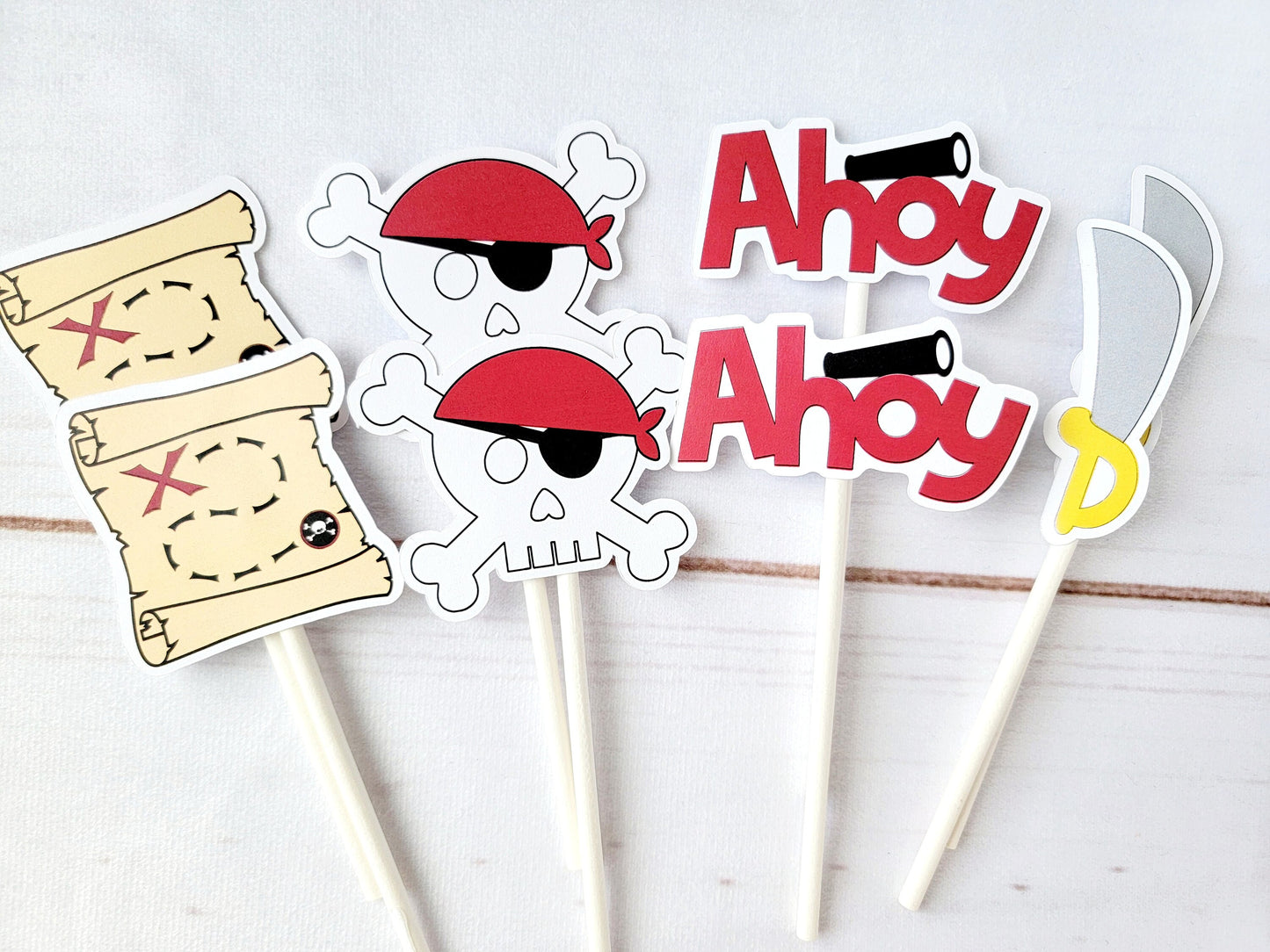 Pirate Party Cupcake Toppers Pirate Party Decorations Pirate Birthday Party Pirate Baby Shower Pirate Cake Toppers
