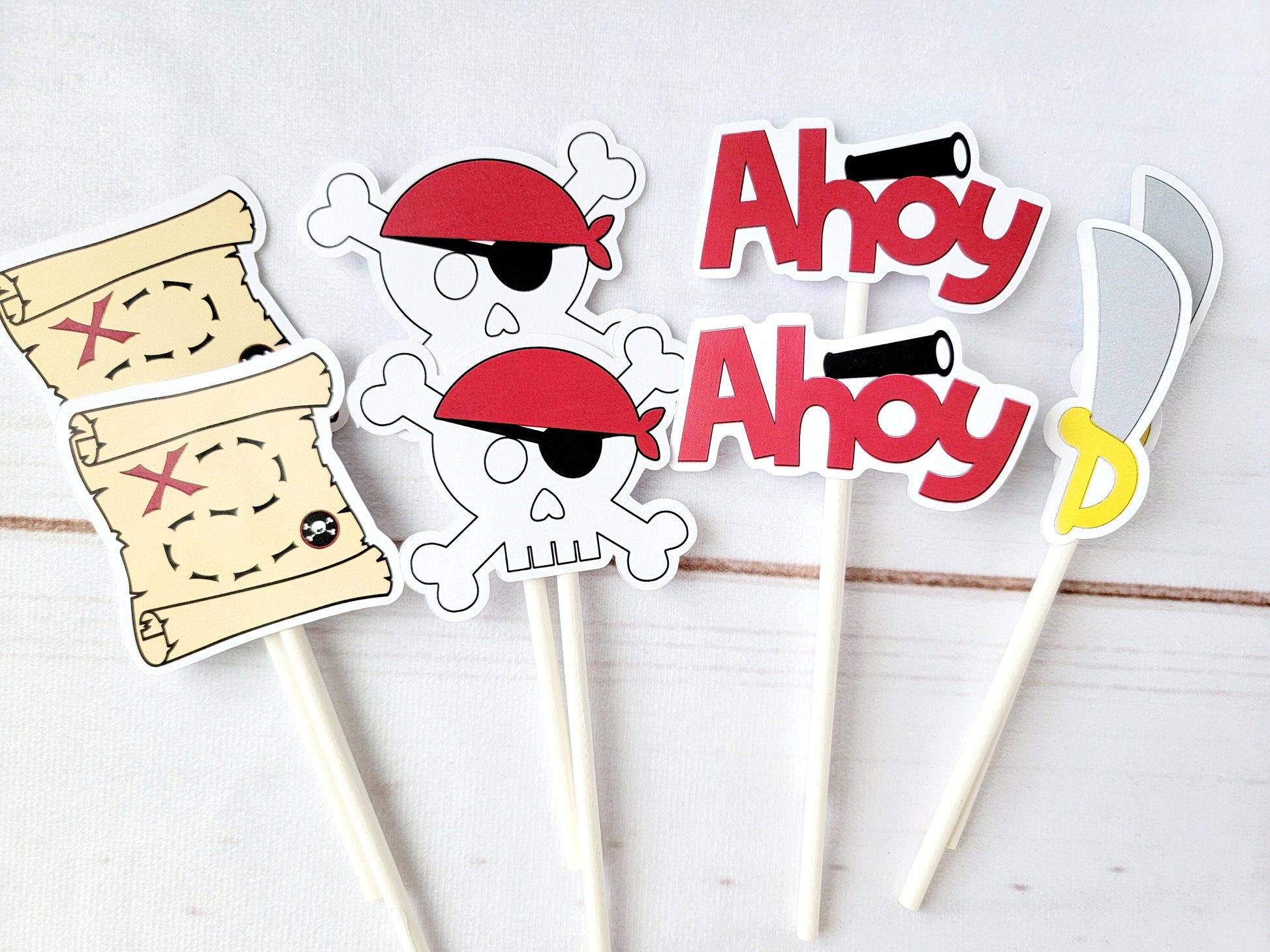 Pirate Party Cupcake Toppers Pirate Party Decorations Pirate Birthday Party Pirate Baby Shower Pirate Cake Toppers
