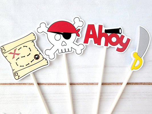 Pirate Party Cupcake Toppers Pirate Party Decorations Pirate Birthday Party Pirate Baby Shower Pirate Cake Toppers