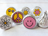180 - 70s Party Stickers for Candy Two Groovy Birthday Party Stickers Groovy Party Favors 70s favors 70s Candy Wrappers 70's Birthday Party