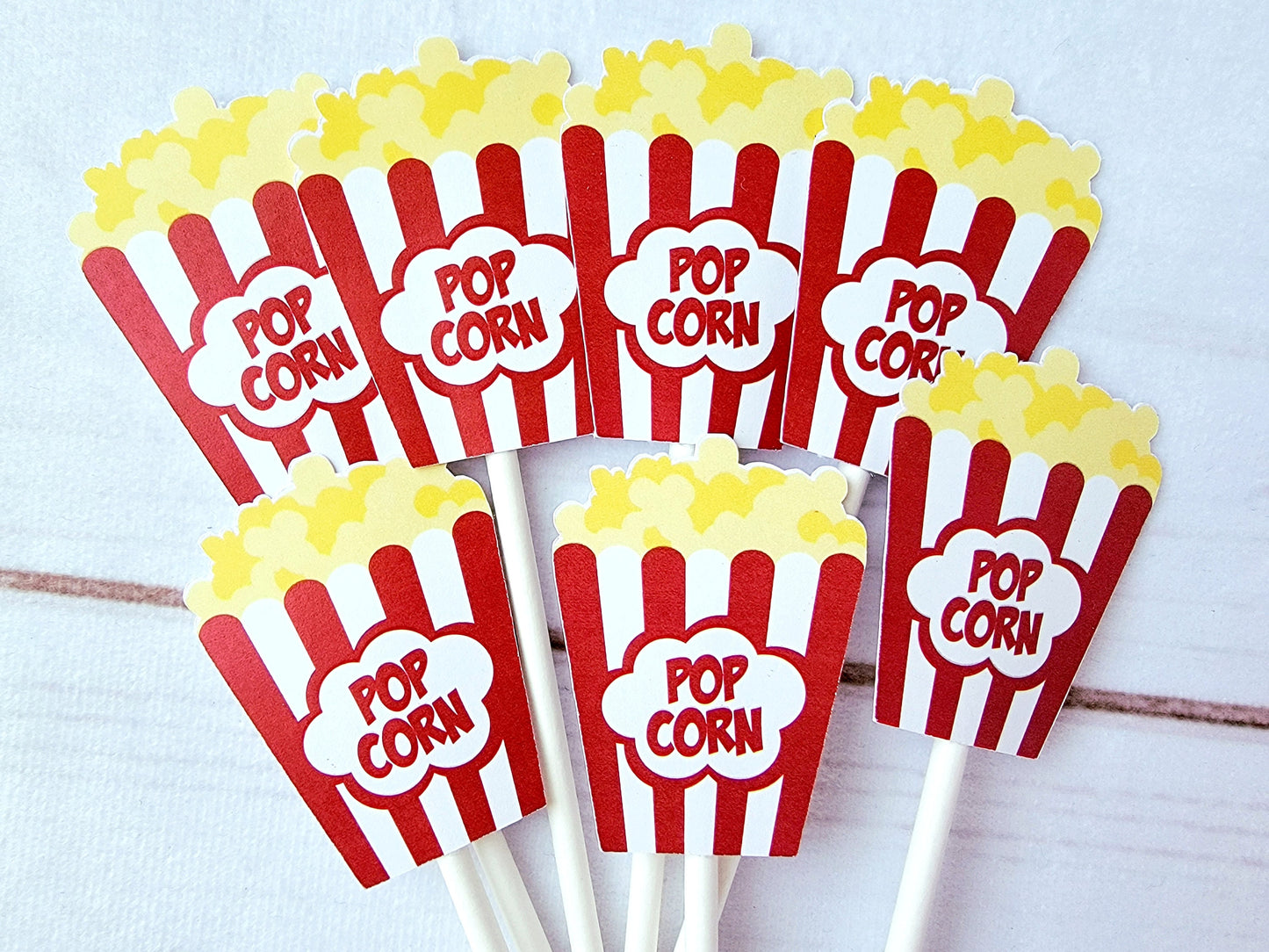 Movie Party Cupcake Toppers - Popcorn cupcake toppers - Movie Party Decorations