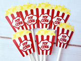 Movie Party Cupcake Toppers - Popcorn cupcake toppers - Movie Party Decorations