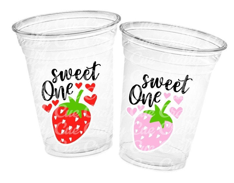 STRAWBERRY PARTY CUPS -Strawberry Birthday Cups Strawberry Cups First Birthday Strawberry Party Decorations Strawberry Baby Shower Sweet One