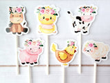 Farm Animal Cupcake Toppers, Farm Birthday Cupcake Toppers, Animal Cupcake Toppers
