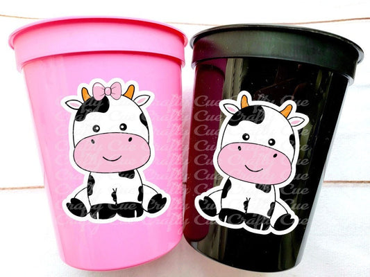 FARM ANIMAL CUPS - Cow party cups Cow Birthday Cups Cow Party Favors Cow Cups Cow Party Supplies Cow Reusable Cups Cow Baby Shower Cups Cows