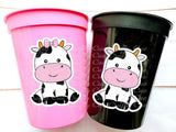FARM ANIMAL CUPS - Cow party cups Cow Birthday Cups Cow Party Favors Cow Cups Cow Party Supplies Cow Reusable Cups Cow Baby Shower Cups Cows
