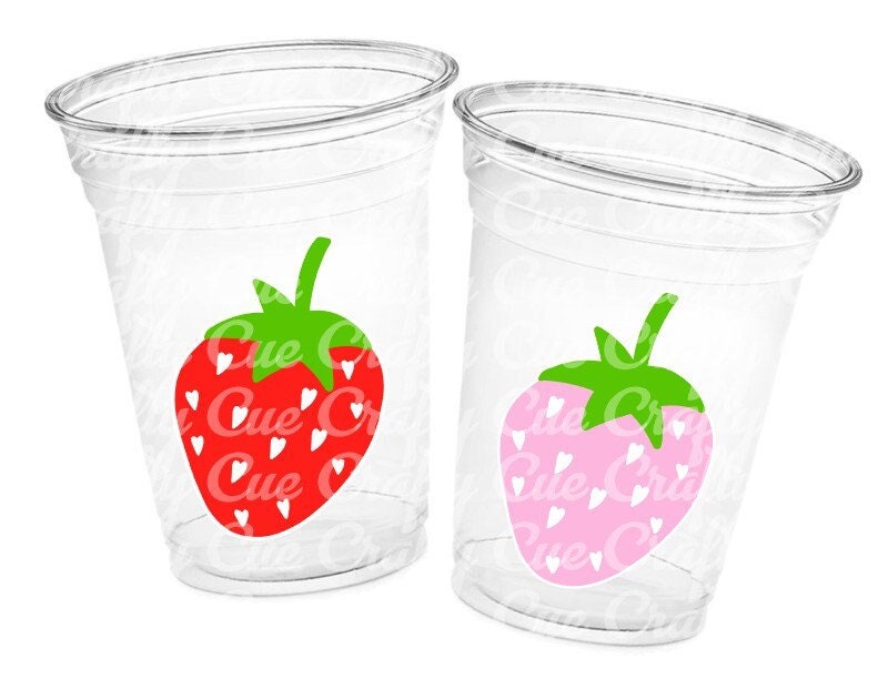 STRAWBERRY PARTY CUPS - Strawberry Birthday Cups Strawberry Cups First Birthday Strawberry Party Decorations Strawberry Baby Shower