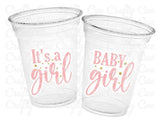 GIRL BABY SHOWER Party Cups - It's a Girl Party Cups Baby Girl Party Cups Pink Baby Shower Cups Pink and Gold Baby Shower Favors Decorations