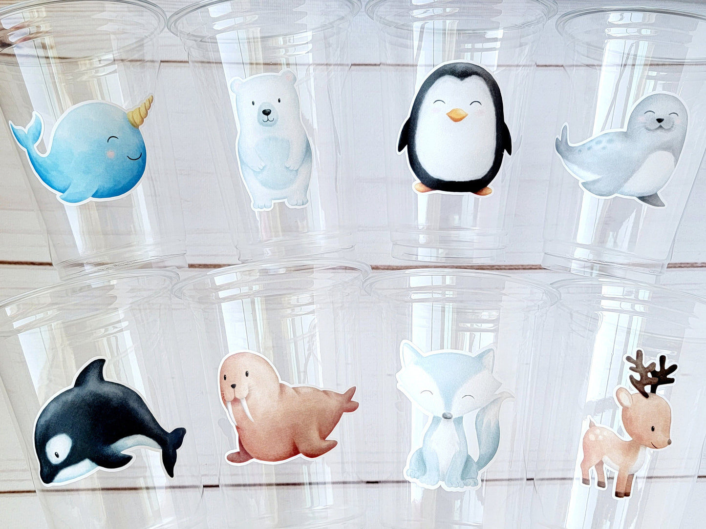 WINTER ARCTIC ANIMAL Party Cups - Disposable Winter Animal Cups Winter Baby Shower Winter Party Decorations Winter Wonderland Baby Shower
