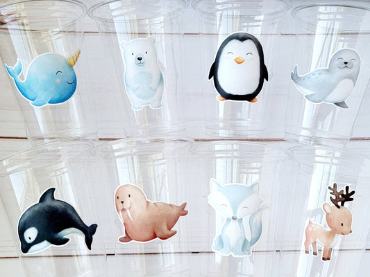 WINTER ARCTIC ANIMAL Party Cups - Disposable Winter Animal Cups Winter Baby Shower Winter Party Decorations Winter Wonderland Baby Shower
