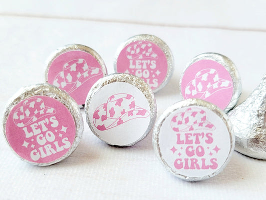 180 - COWGIRL PARTY STICKERS for candy Cowgirl Stickers Rodeo Let's Go Girls Bachelorette Party Favor Stickers Candy Wrappers Decorations