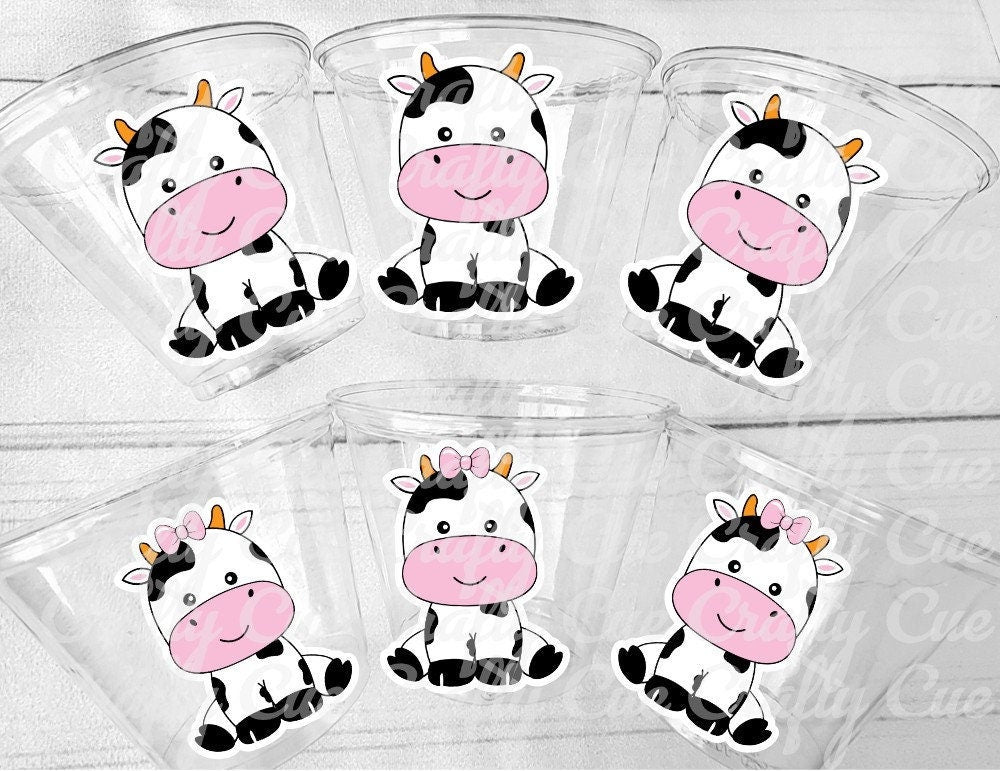 COW PARTY CUPS - Cow Cups Cow Birthday Cups Farm Animal Cups Cow Party Favors Farm Cow Baby Shower Cow First Birthday Cow Party Decorations
