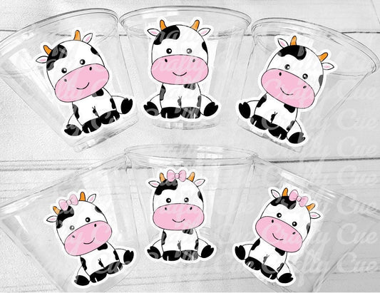 COW PARTY CUPS - Cow Cups Cow Birthday Cups Farm Animal Cups Cow Party Favors Farm Cow Baby Shower Cow First Birthday Cow Party Decorations