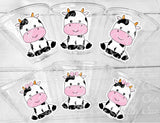 COW PARTY CUPS - Cow Cups Cow Birthday Cups Farm Animal Cups Cow Party Favors Farm Cow Baby Shower Cow First Birthday Cow Party Decorations