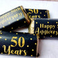 30 - 50th ANNIVERSARY PARTY Stickers 50th Anniversary Decorations Golden Wedding Anniversary Favors 50th Anniversary Mini Candy Bar Wrapper