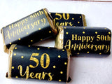 30 - 50th ANNIVERSARY PARTY Stickers 50th Anniversary Decorations Golden Wedding Anniversary Favors 50th Anniversary Mini Candy Bar Wrapper