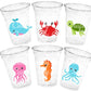 UNDER THE SEA Party Cups - Under the Sea Birthday Under the Sea Party Crab Cups Octopus Cups Whale Cups, Ocean Birthday Ocean Party Sea