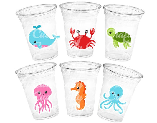 UNDER THE SEA Party Cups - Under the Sea Birthday Under the Sea Party Crab Cups Octopus Cups Whale Cups, Ocean Birthday Ocean Party Sea