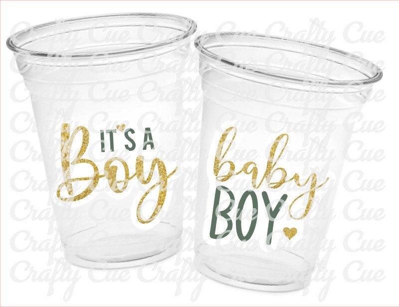 GREEN AND GOLD Baby Shower Cups It's A Boy Baby Shower Favor Green Gold Gender Neutral Baby Shower Favor Green Baby Shower Favor Cups