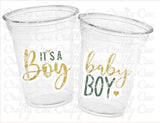 GREEN AND GOLD Baby Shower Cups It's A Boy Baby Shower Favor Green Gold Gender Neutral Baby Shower Favor Green Baby Shower Favor Cups