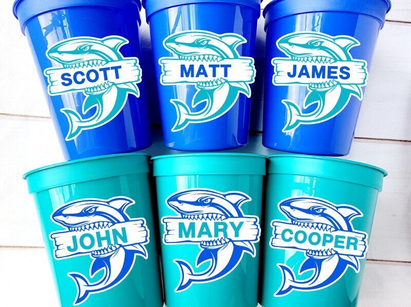 SHARK PARTY CUPS - Shark Treat Cups Shark Birthday Cups Shark Birthday Party Cups Shark Party Favors Shark Party Supplies Shark Decorations