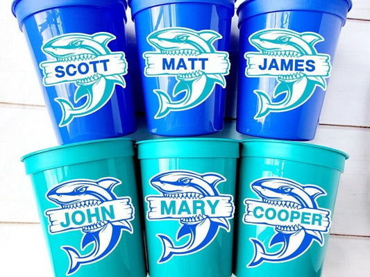 SHARK PARTY CUPS - Shark Treat Cups Shark Birthday Cups Shark Birthday Party Cups Shark Party Favors Shark Party Supplies Shark Decorations