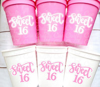 SWEET 16 PARTY Cups - Reuseable Sweet Sixteen Party Cups Sweet 16 Party Cups Sweet 16 Party Favors Sweet 16 Party Favors 16th Birthday Party