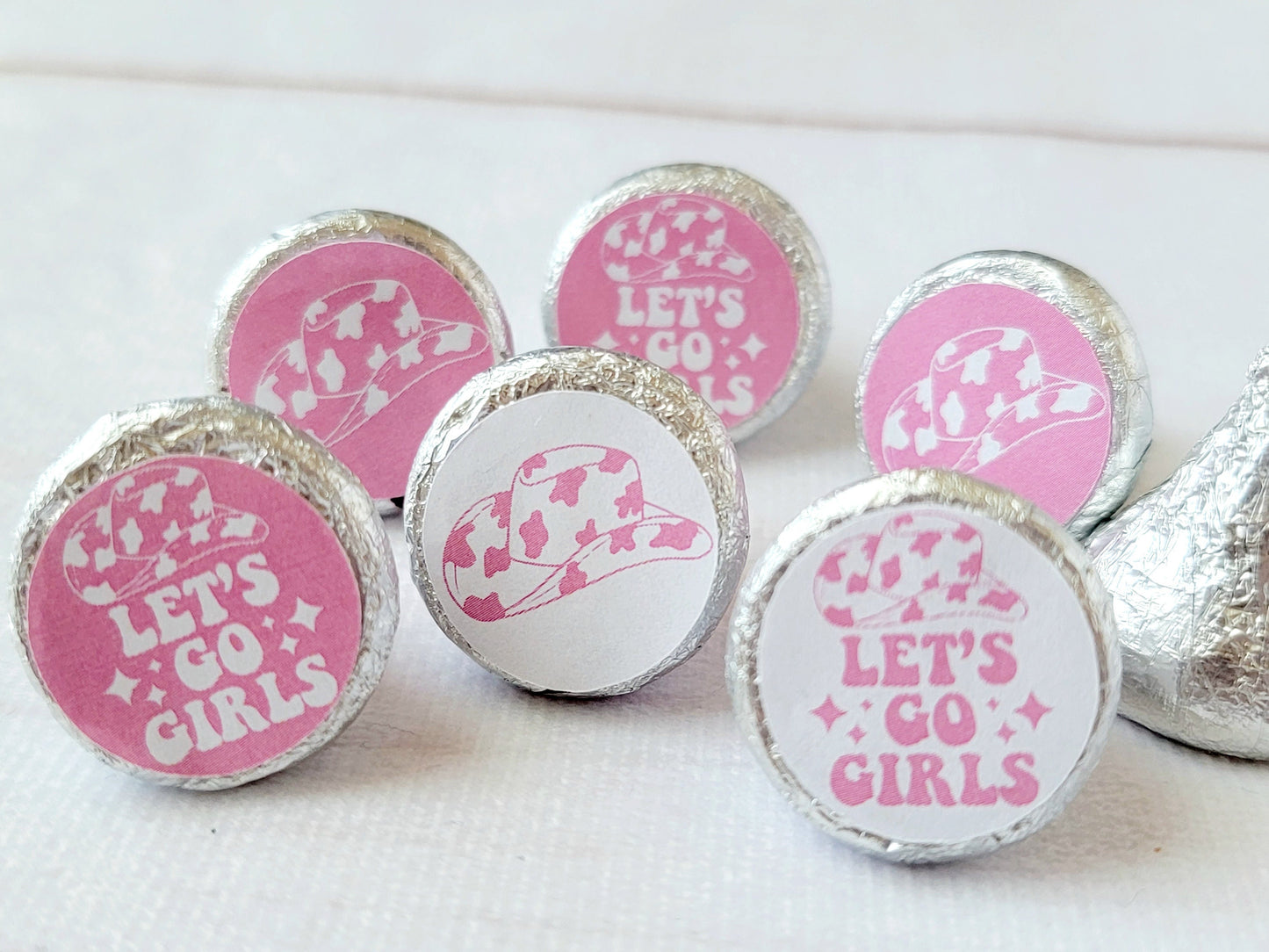 180 - COWGIRL PARTY STICKERS for candy Cowgirl Stickers Rodeo Let's Go Girls Bachelorette Party Favor Stickers Candy Wrappers Decorations