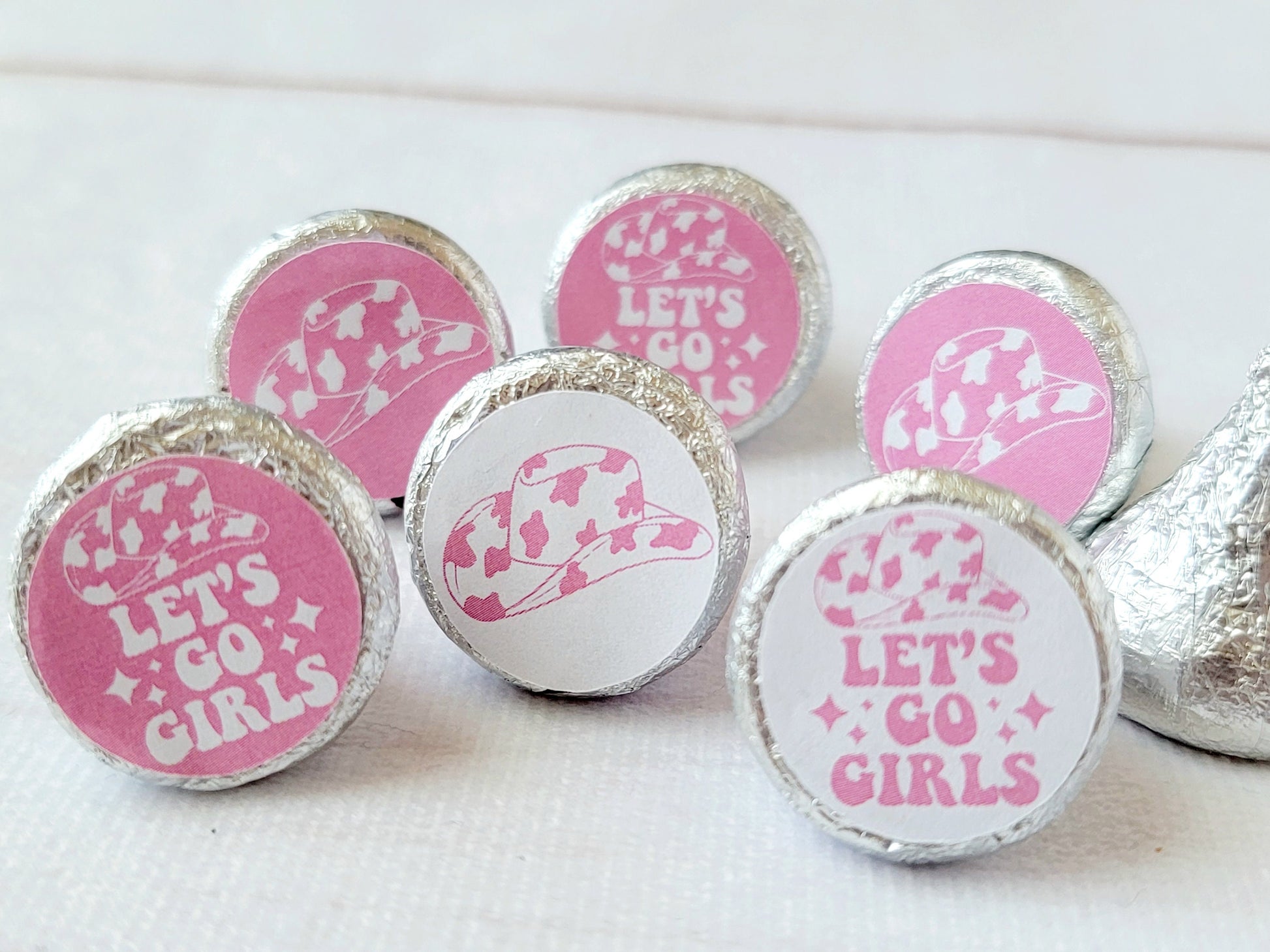 180 - COWGIRL PARTY STICKERS for candy Cowgirl Stickers Rodeo Let's Go Girls Bachelorette Party Favor Stickers Candy Wrappers Decorations