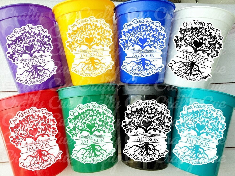 FAMILY REUNION CUPS Family Reunion Party Cups Family Reunion Party Favors Family Reunion Cups Personalized Family Reunion Favor Cups