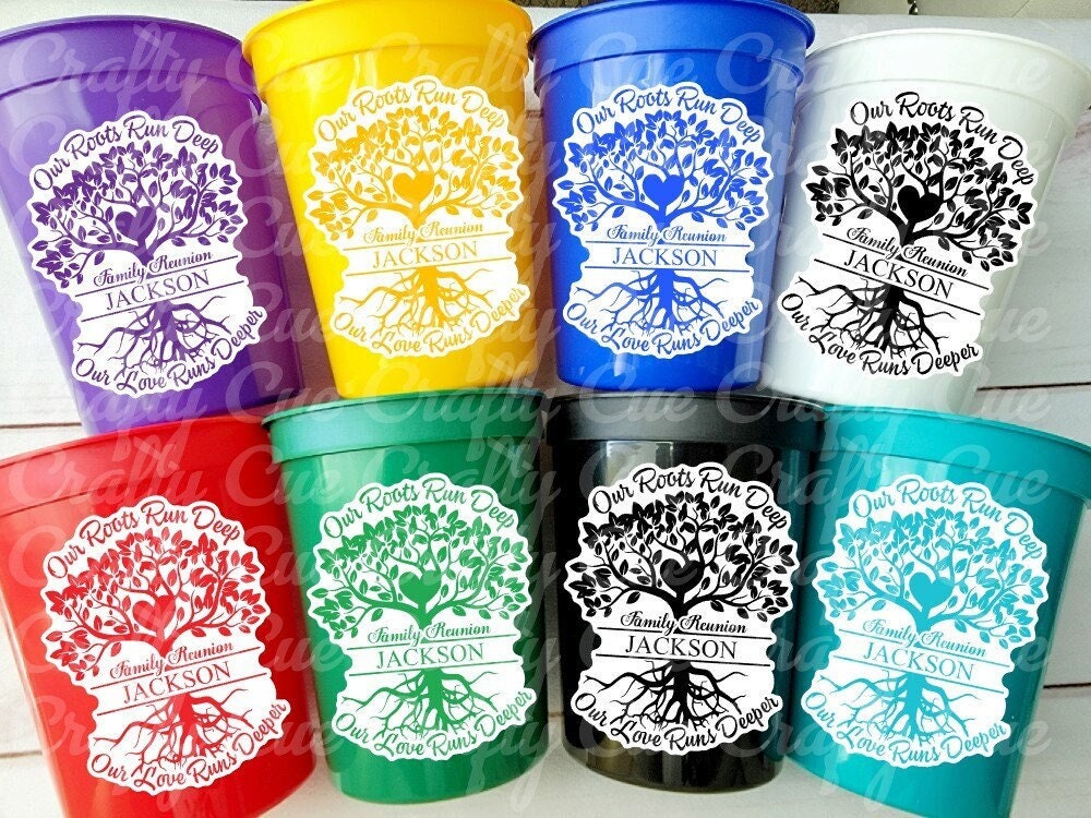 FAMILY REUNION CUPS Family Reunion Party Cups Family Reunion Party Favors Family Reunion Cups Personalized Family Reunion Favor Cups