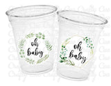 GREENERY BABY SHOWER Cups Oh Baby Baby Shower Favors Garden Foliage Forest Green Leaves Organic Baby Shower Decorations Neutral Baby Shower