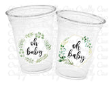 GREENERY BABY SHOWER Cups Oh Baby Baby Shower Favors Garden Foliage Forest Green Leaves Organic Baby Shower Decorations Neutral Baby Shower