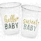 GREEN AND GOLD Baby Shower Cups Hello Baby Sweet Baby Shower Favor Green Gold Gender Neutral Baby Shower Favors Green Baby Shower Favor Cups
