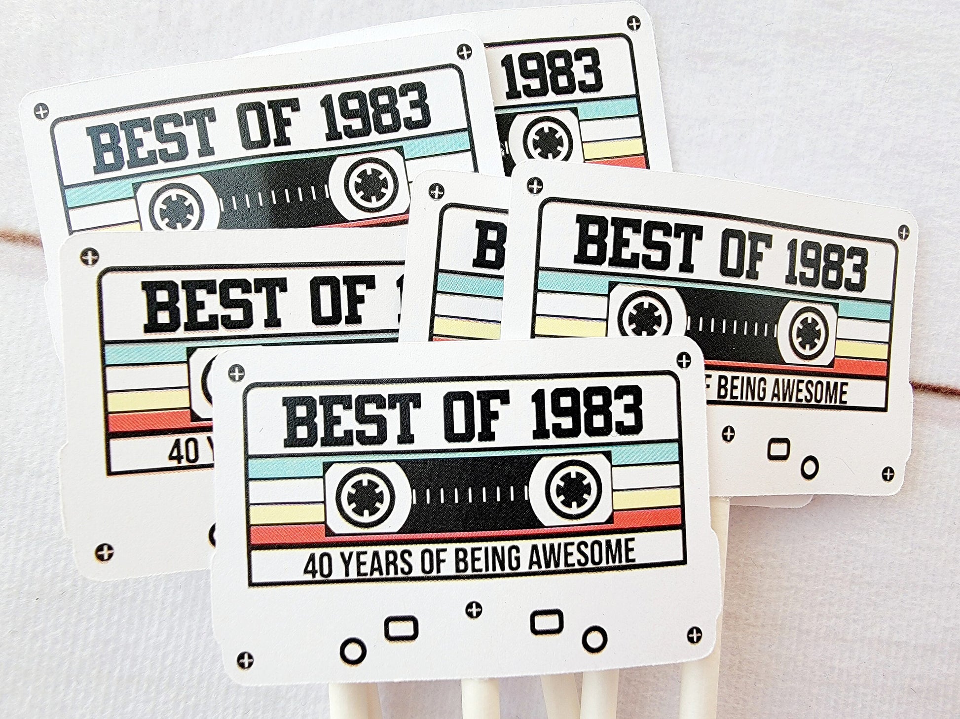 40th Birthday Party Cupcake Toppers - Cassette 40th Birthday Cupcake Toppers Best of 1983 Birthday Vintage 40th Birthday 40th Birthday Party
